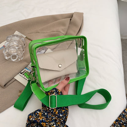 PVC Transparent Crossbody Bag Single Shoulder Bag W/One Separate Pouch