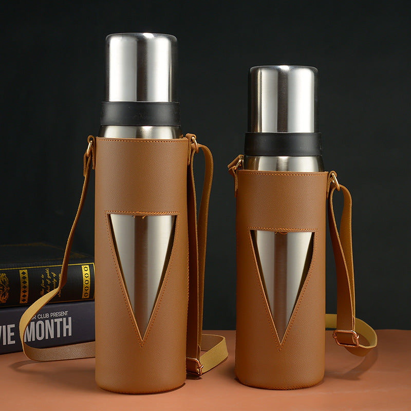 40 Oz/1200ml Water Bottle Vacuum Insulated Stainless Steel Bottle Thermal Bottle W/PU Sling Strap