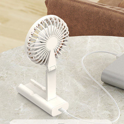 Mini Foldable Handheld Fan Portable Rechargeable Fan Phone Stand With Lanyard & Battery Display