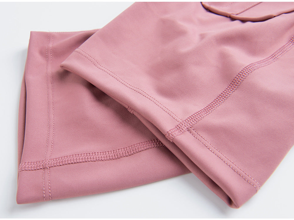 Women's Fitness High Waist Yoga Shorts Sports Tights Short Pants W/Two Pockets