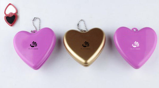 Heart Shaped Foldable Makeup Mirror w/Comb