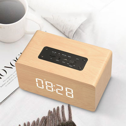 Portable Wood Time Display Wireless Speaker Alarm Clock