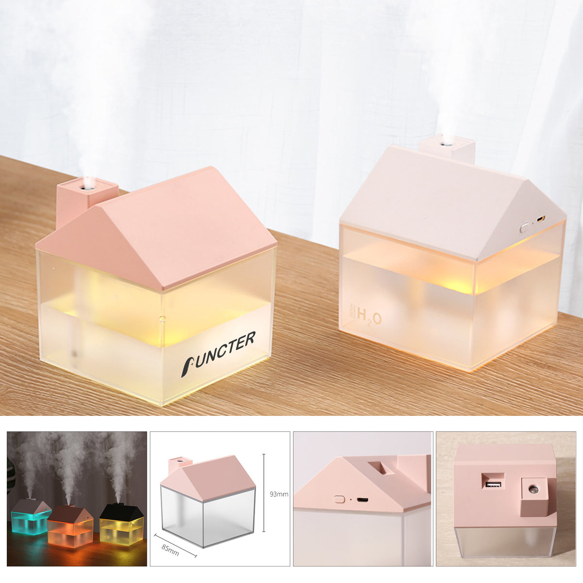 250ml Mini Portable USB Humidifier Cool Mist Humidifier W/LED Light For Bedroom Travel Office Home