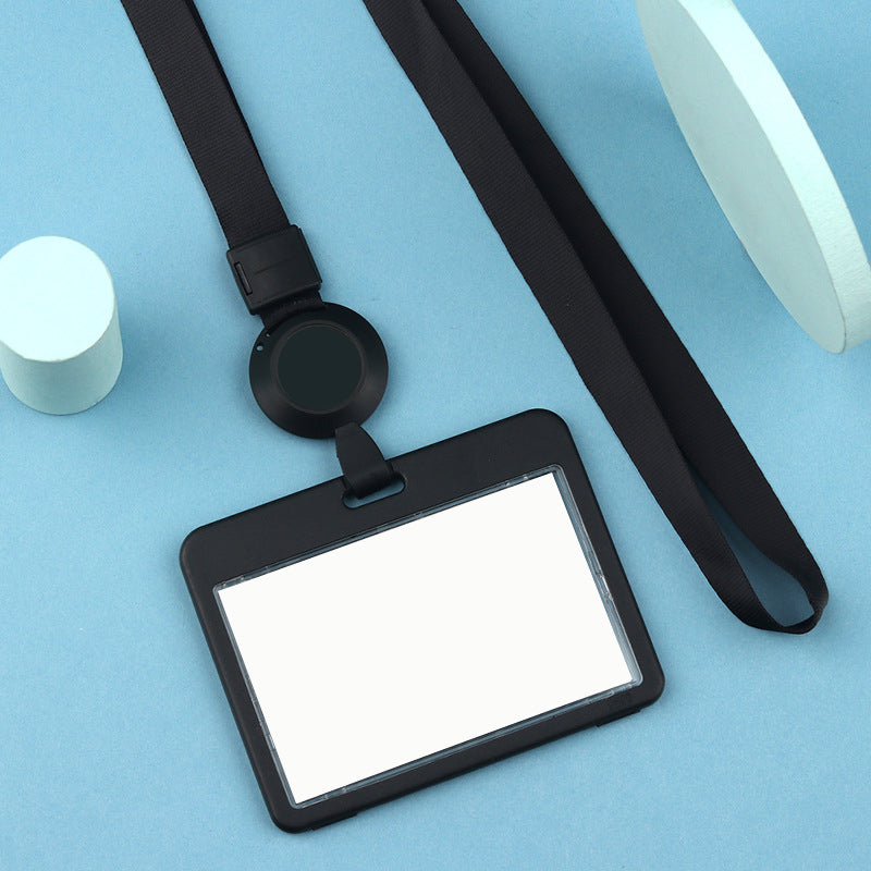 Plastic Horizontal Badge Holder With Retractable Lanyard