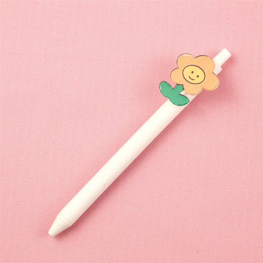 Click Action Retractable Ballpoint Pen Plate Clip Flower Shape
