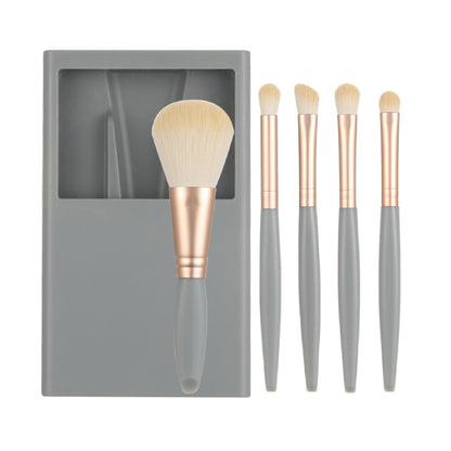 5 Pieces Portable Makeup Brush Set Travel Cosmetic Brush Gift Set with Storage Case & Mirror