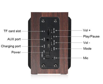 Classic Deep Bass Wood Long Square Shape Wireless Speaker