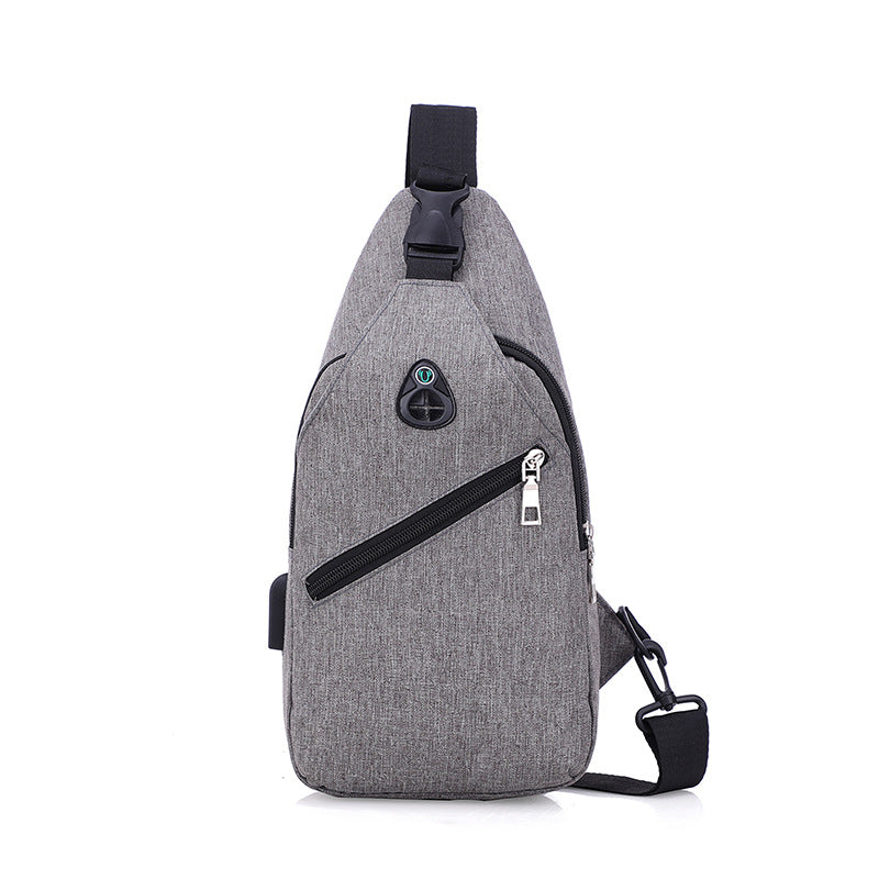 Men's Oxford Sling Bag Chest Shoulder Backpack Crossbody Bag W/USB Charging Port