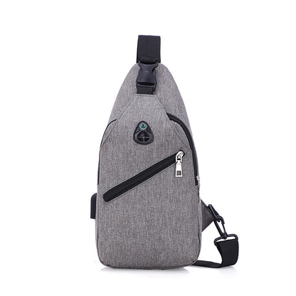 Men's Oxford Sling Bag Chest Shoulder Backpack Crossbody Bag W/USB Charging Port