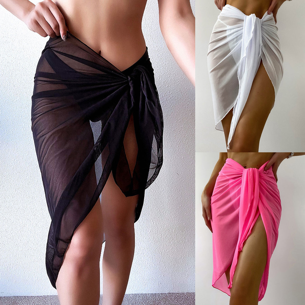 Women Mesh Beach Sarong Wrap Skirt 63 X 23"