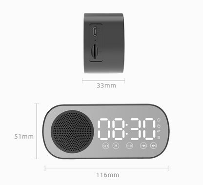 2000 mAh Digital LED Mirror Radio Alarm Clock Wireless Speaker