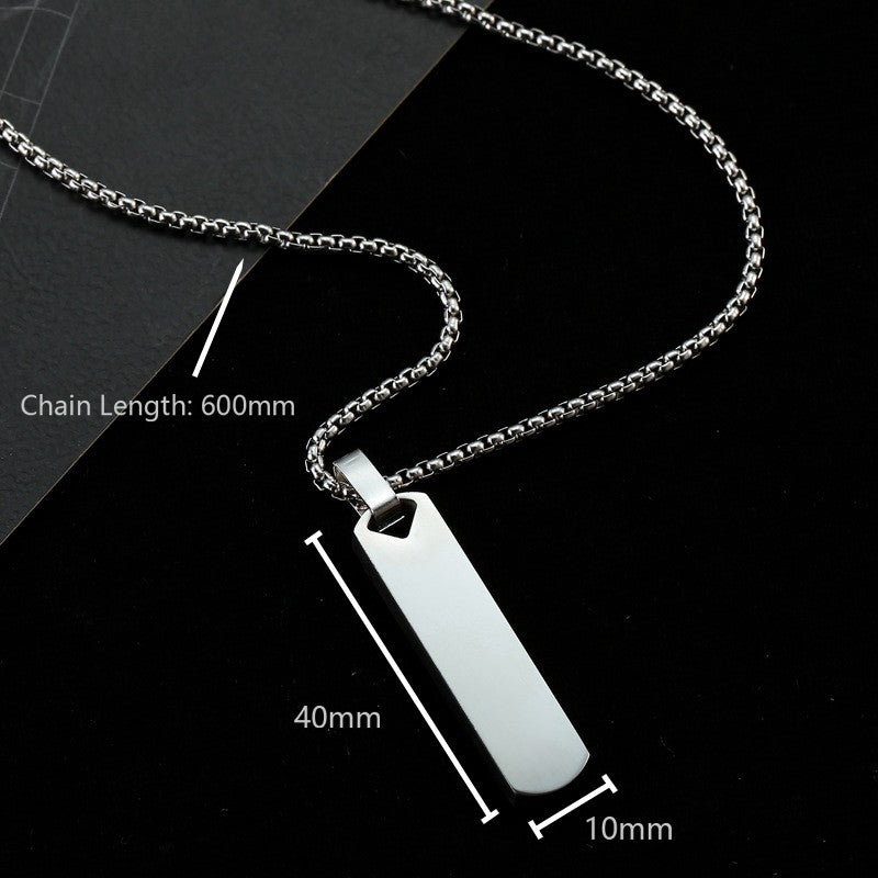 Stainless Steel Rectangle Pendant Necklace