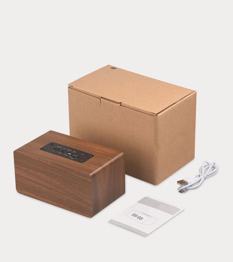Portable Wood Time Display Wireless Speaker Alarm Clock