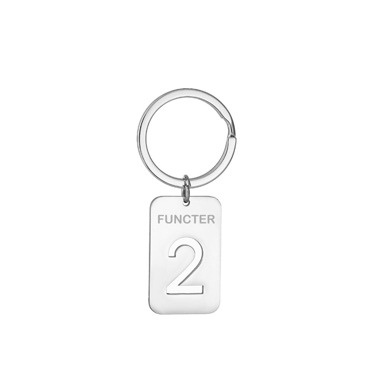 Number 2 Rectangular Tag Keychain 32 x 20 mm