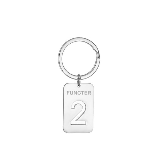 Number 2 Rectangular Tag Keychain 32 x 20 mm
