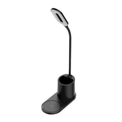 3-Level Brightness LED Desk Wireless Charger Lamp W/Pen Holder