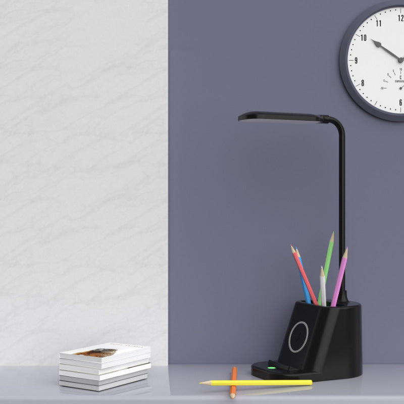 Eye Caring LED Dimmable Desk Lamp Pen Holder With Wireless Charger