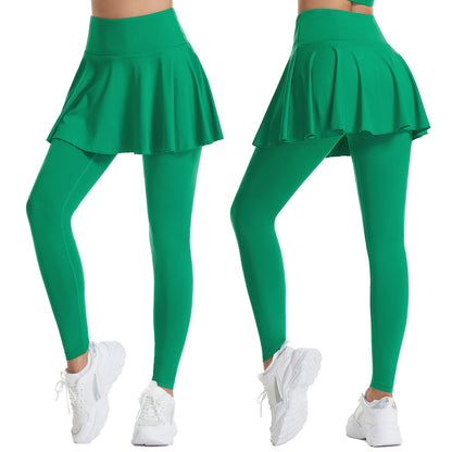 Women Tennis Skirted Leggings with Pockets, Capris Yoga Leggings W/Skirts & Tennis Pickleball Cloth