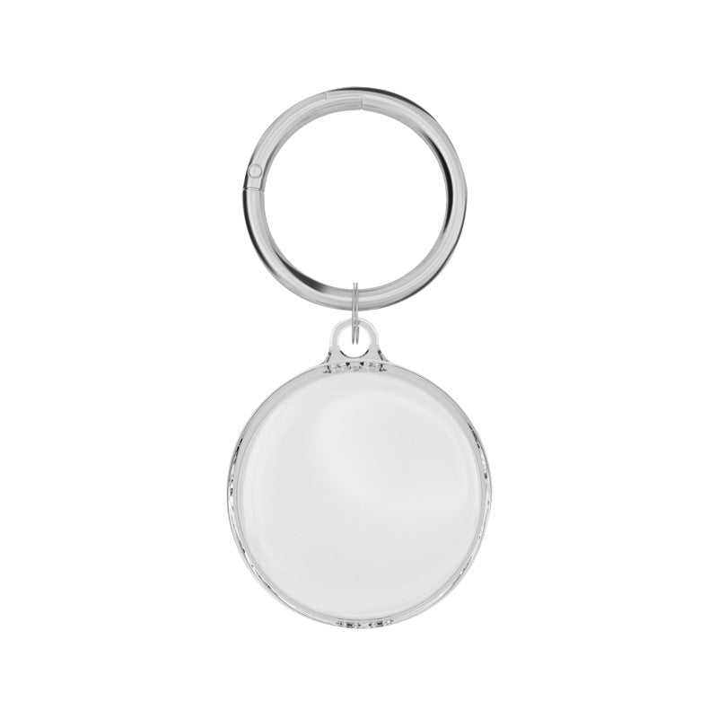 Circular Transparent TPU KeyTag Case Tracker Cover Anti-Lost Protector Holder W/ Key Chian