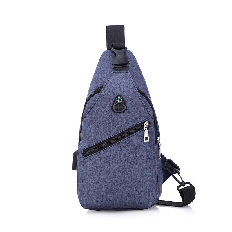 Men's Oxford Sling Bag Chest Shoulder Backpack Crossbody Bag W/USB Charging Port