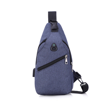 Men's Oxford Sling Bag Chest Shoulder Backpack Crossbody Bag W/USB Charging Port
