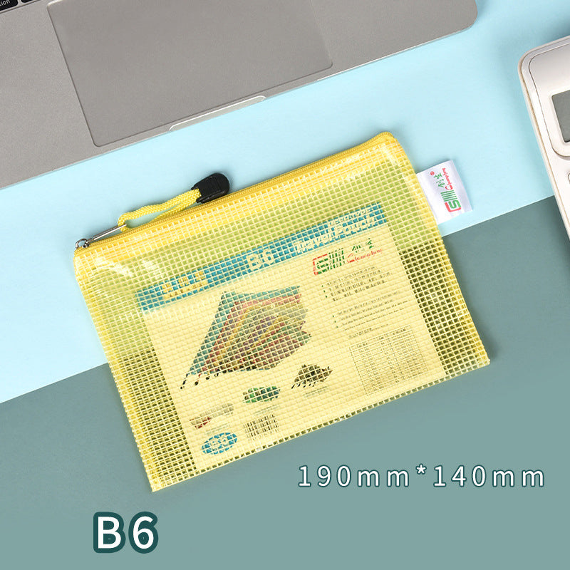 B6 Size Mesh Zipper Pouch Document Holder Bag File Document Pouch For School Office