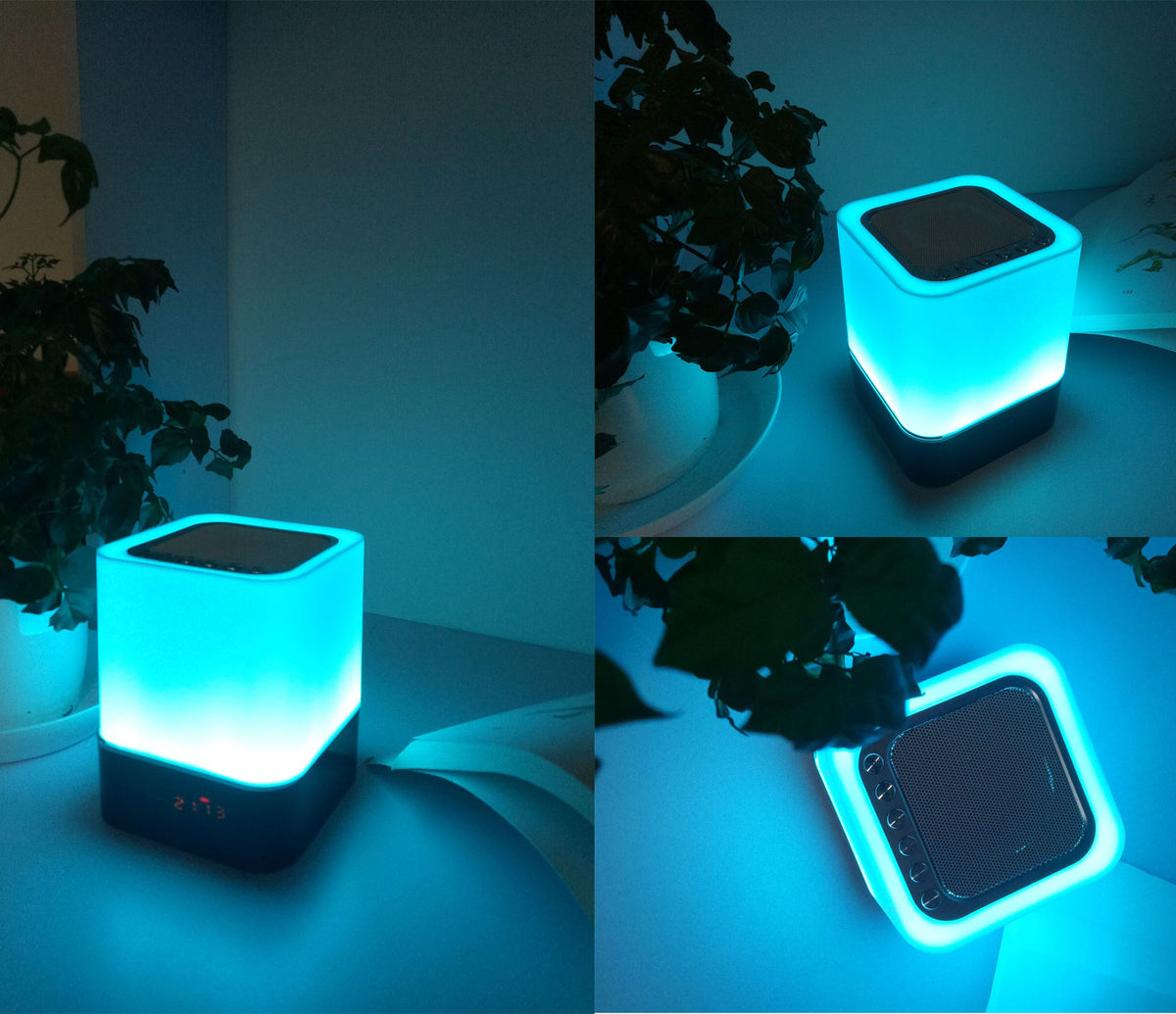 1200 mAh Colorful Touch Sensor Night Lamp Speaker LED Radio Alarm Clock Wireless Speaker