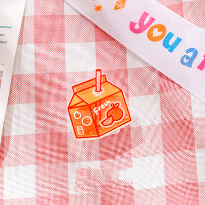 Drinkbox Shaped Acrylic Album Memo Clip Bag Binder Sealing Clip Food Bag Clamp-Two Sides Imprint