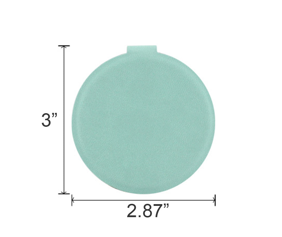 Stainless Steel Round Makeup Unbreakable Mirror With PU Leather Cover