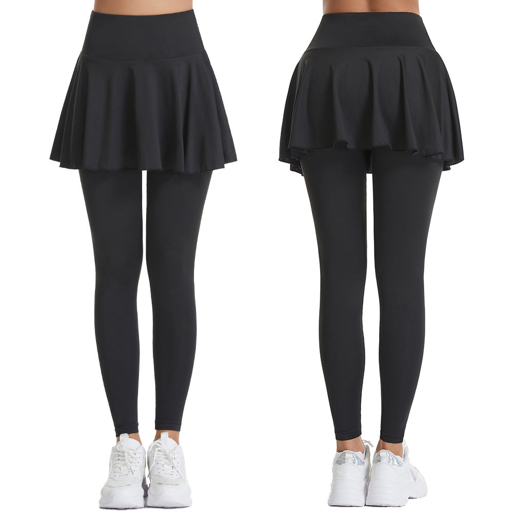 Women Tennis Skirted Leggings with Pockets, Capris Yoga Leggings W/Skirts & Tennis Pickleball Cloth