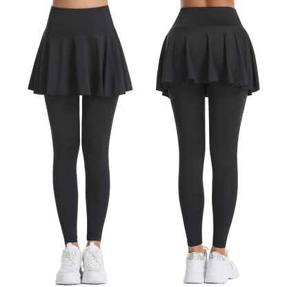 Women Tennis Skirted Leggings with Pockets, Capris Yoga Leggings W/Skirts & Tennis Pickleball Cloth