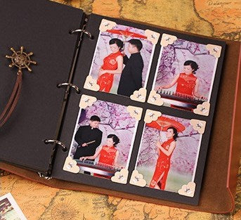 PU Leather Cover Photo Album Self Adhesive Scrapbook Colletctor Book With Writing Space