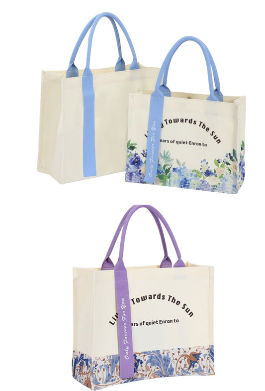 Patterned Canvas Tote Bag W/ Magnetic Closure 14X12X6"