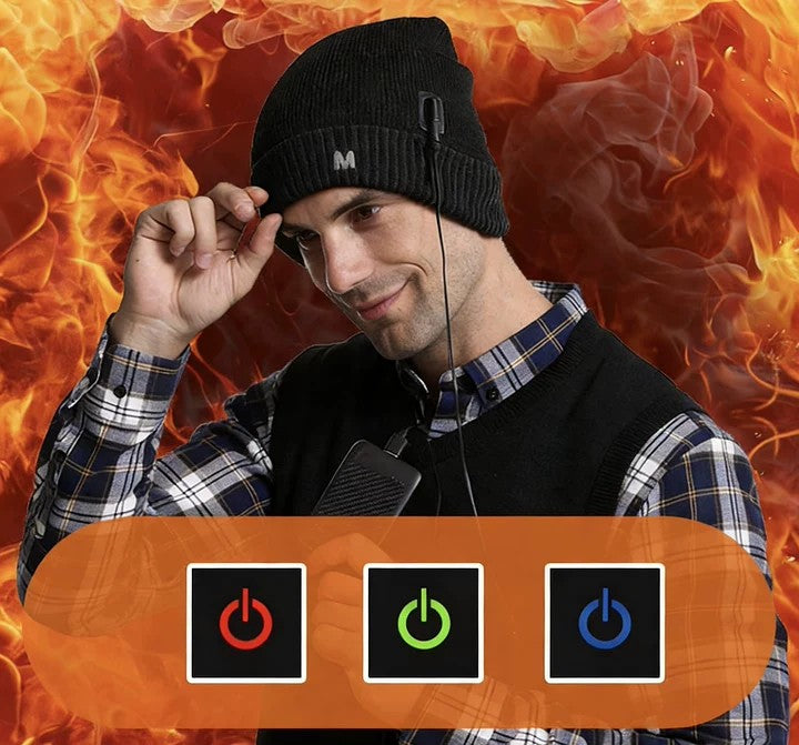 Heated Beanie for Men Women - USB Heated Hat Warming for Cold Morning Winter No Power Included