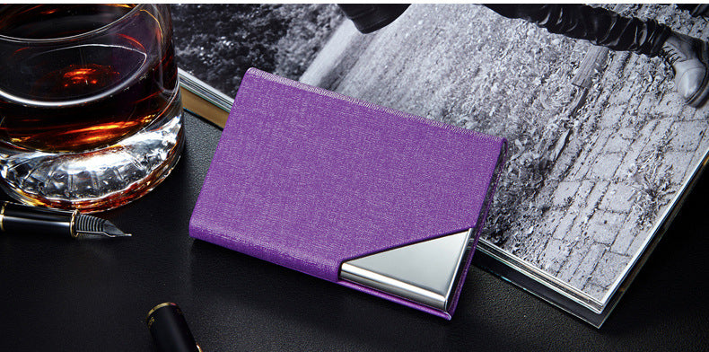 Business Card Cases PU Leather Name Card Holders Stainless Steel Multi Card Holders for Men Women