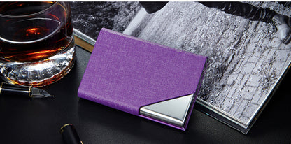 Business Card Cases PU Leather Name Card Holders Stainless Steel Multi Card Holders for Men Women