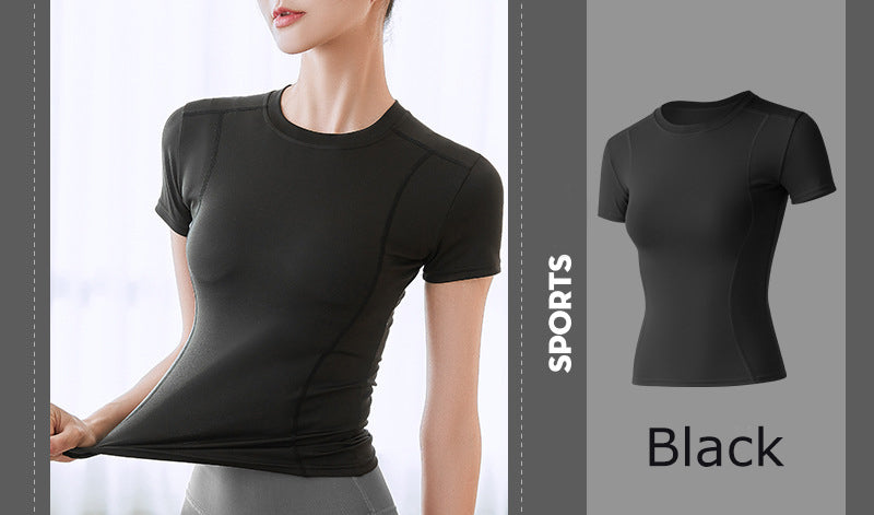 Women's Dry Fit Compression Gym Wear Running Sport Short Sleeve T-shirt Running Athletic Shirt