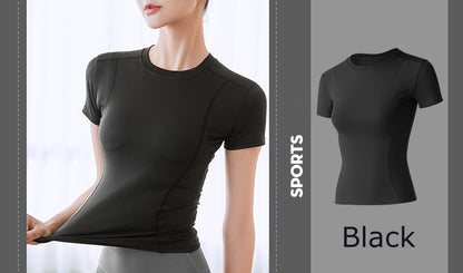 Women's Dry Fit Compression Gym Wear Running Sport Short Sleeve T-shirt Running Athletic Shirt