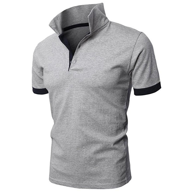 Men's Regular-fit Short-Sleeve Polyester Lapel Polo Shirt