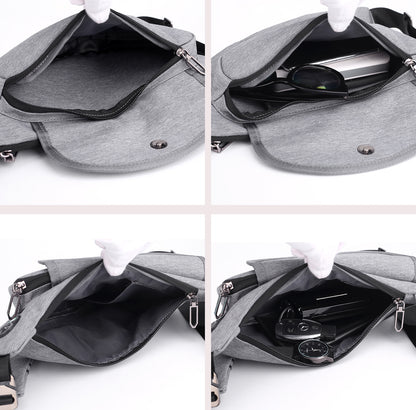 Men`s Sling Bag Chest Shoulder Backpack Travel Outdoors CrossBody Bags W/Earphone Hole