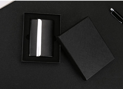 Business Card Cases PU Leather Name Card Holders Stainless Steel Multi Card Holders for Men Women
