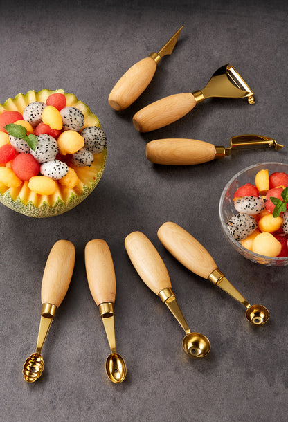 Gold Fruit Peeler With Wood Handle