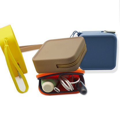 Multi Purpose Portable Silicone Square Organizer Zipper Bag For Samll Items and Cosmetic