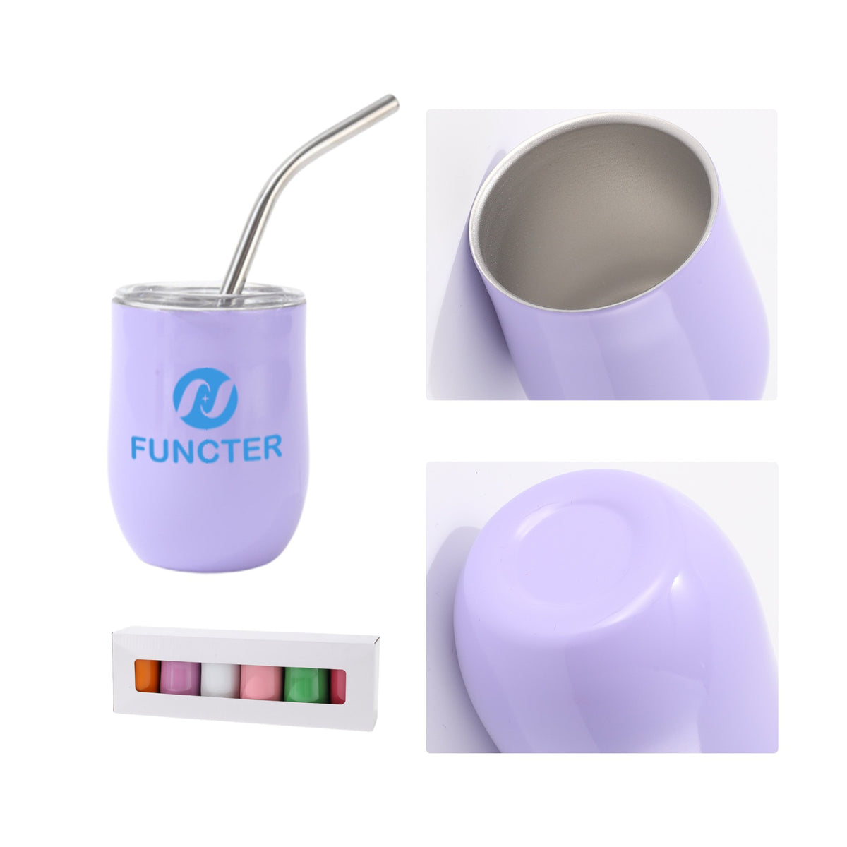 Stainless Steel Screen Printed U Shaped Tumbler W/ Straw(6 Pack) 3 oz.