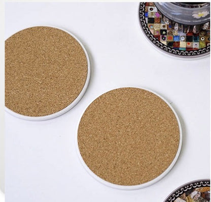 Cork Ceramic Round Shape Cup Coaster