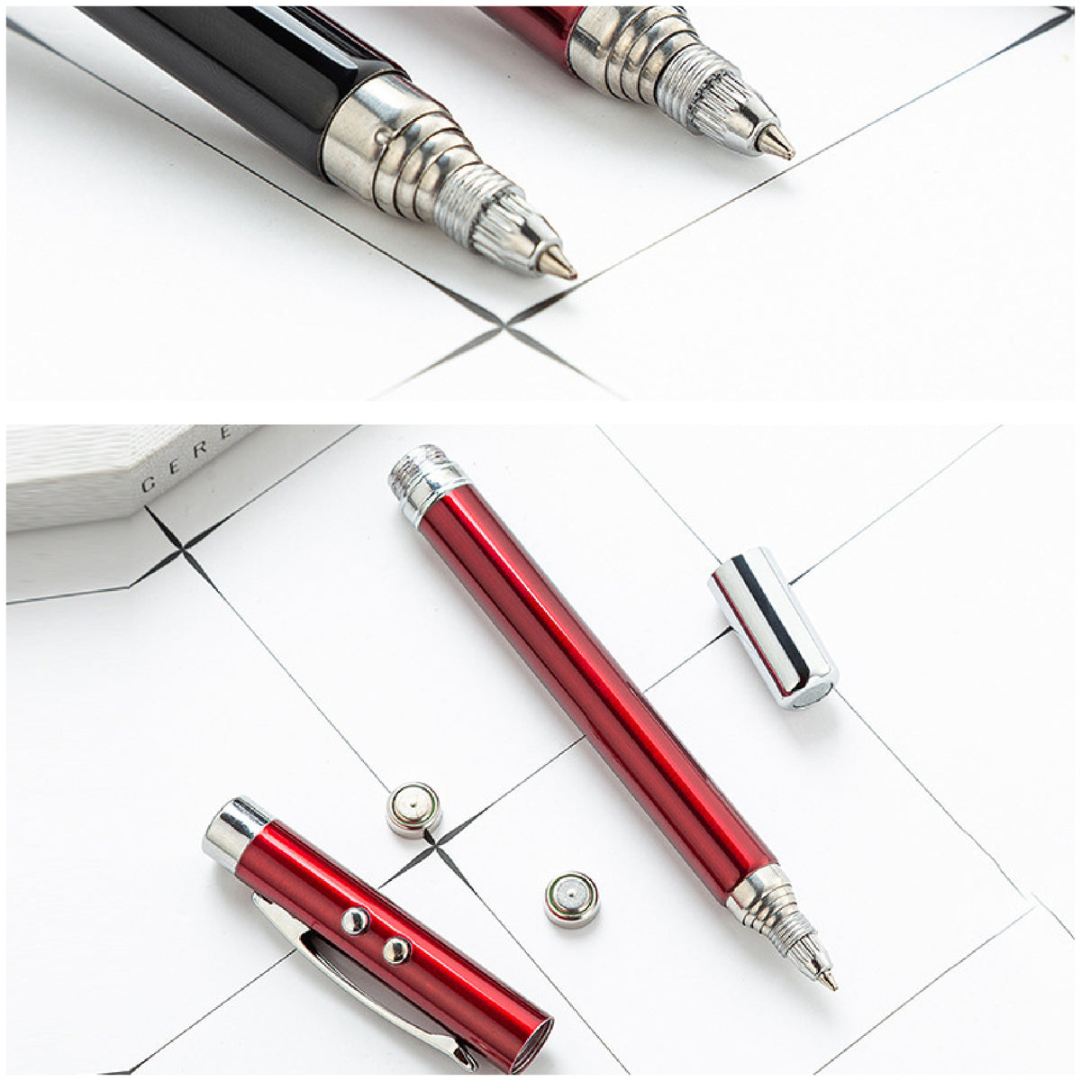 4" 1 Laser Pointer Multi Function Pen Retractable Teaching Pointer White Board Pointer Gift Box