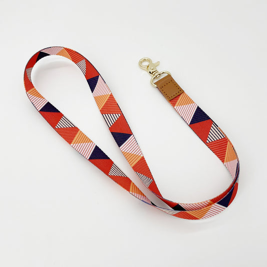 Geometric Colorful Leather Buckle Lanyard