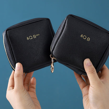 PU Leather Zipper Makeup Bag Handle Bag Lipstick Storage Pouch