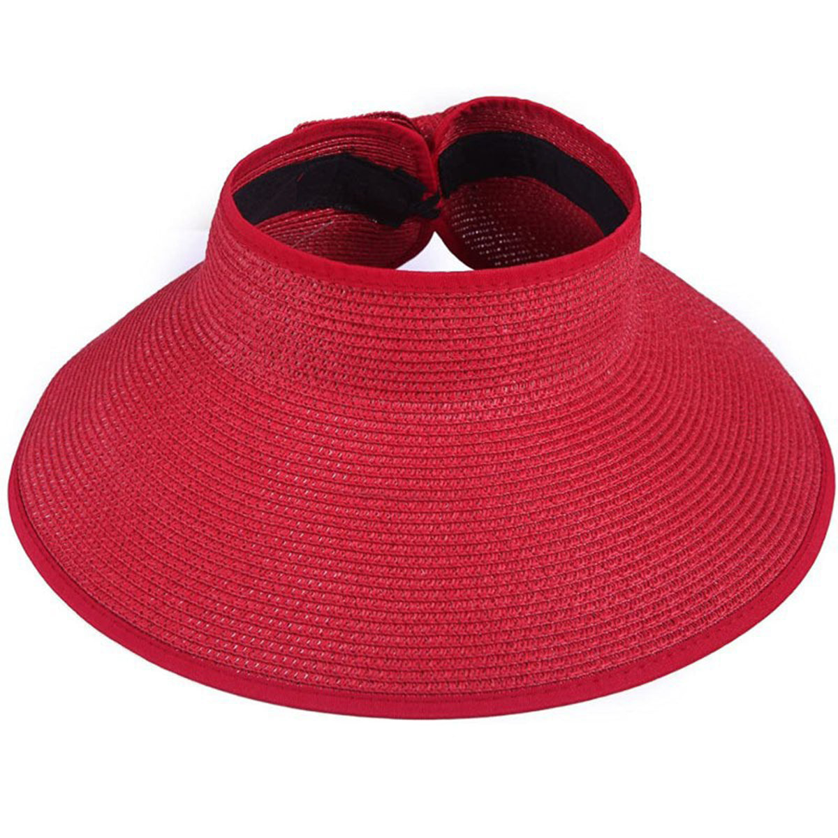 Foldable Straw Sun Visors for Women, Sun Protection Wide Brim Sun Hats Adjustable Topless Beach Hat