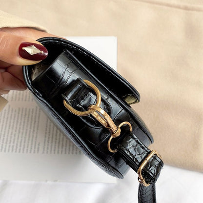 Women's Mini Alligator Print Crossbody Flap Closure PU Leather Shoulder Bag W/Adjustable Strap